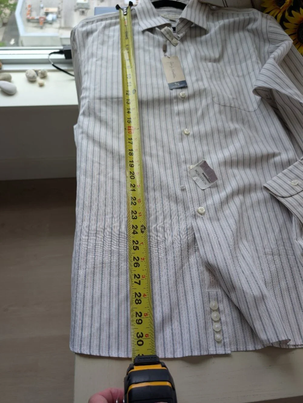 NWT John W. Nordstrom Stripe Collared Shirt 17 Neck Egyptian Cotton Wrinkle Free